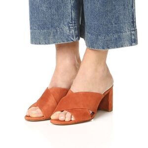 MADEWELL mules the Greer criss cross suede block heel sandal shoe 9‎